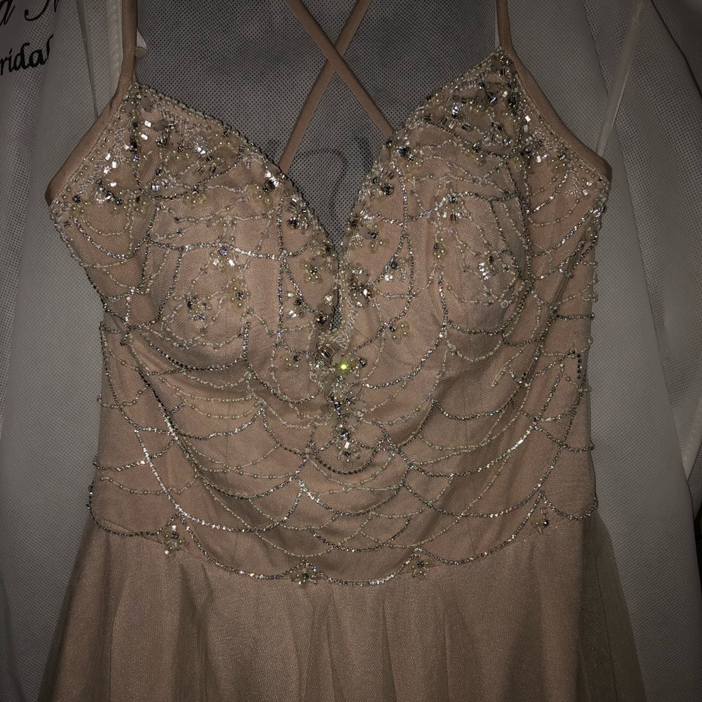 Beautiful champagne beaded prom dress